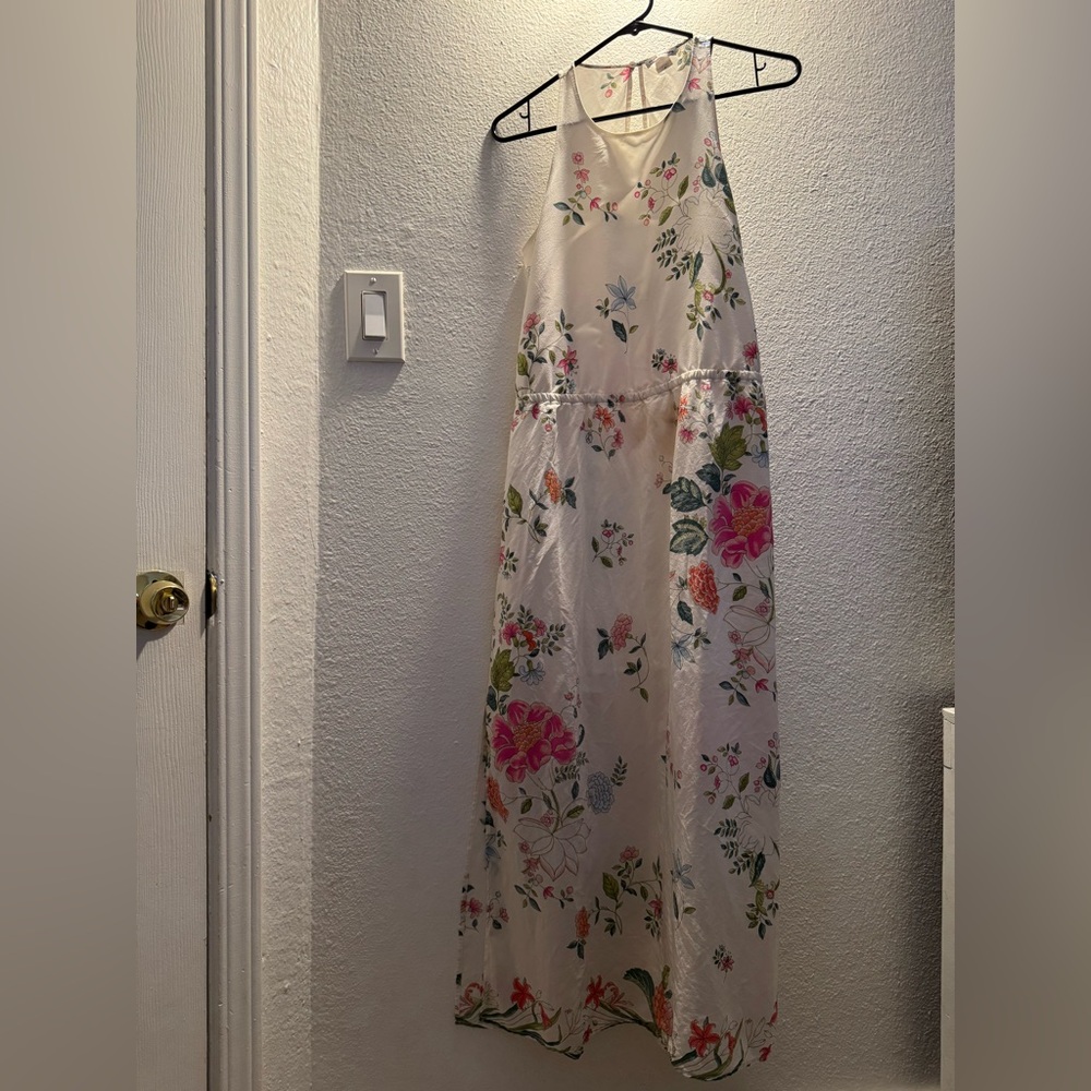 Club Monaco Floral Maxi Dress - Cream with Pink and Green